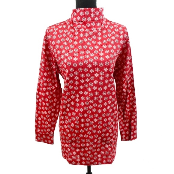 Woman Within Sweaters - Red Snowflake Turtleneck